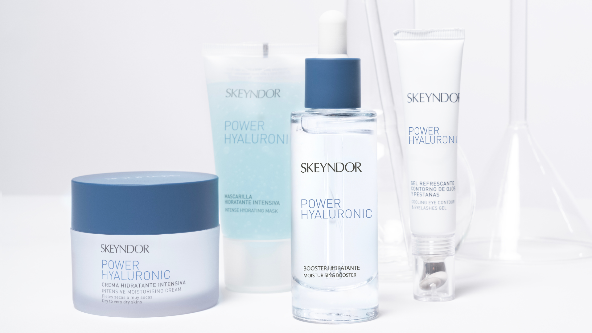 Productos profesionales Skeyndor para hidratación, luminosidad y cuidado facial